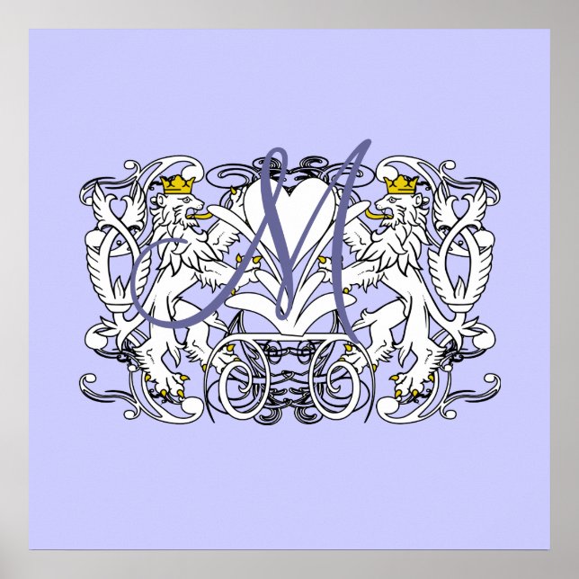 Monogram bröllopslöfte hjärta poster (Framsidan)