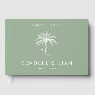 Monogram Bröllopslogotyp Palmträd Gästböcker
