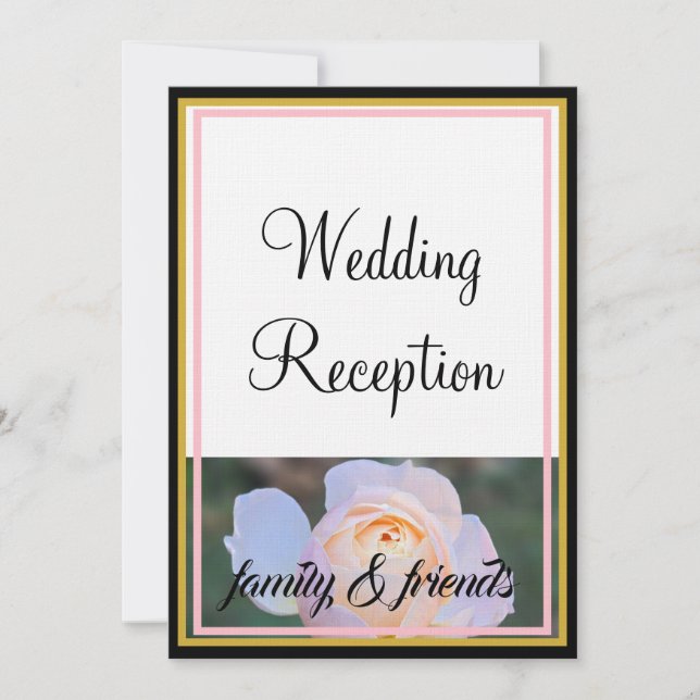 Monogram bröllopsmottagning Pastel Rosa ros Inbjudningar (Framsida)