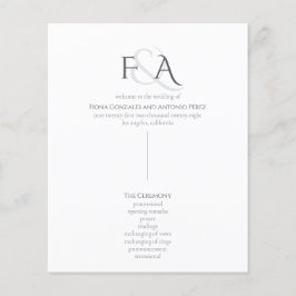 Monogram-Bröllopsprogram för klassisk Elegant-Neut