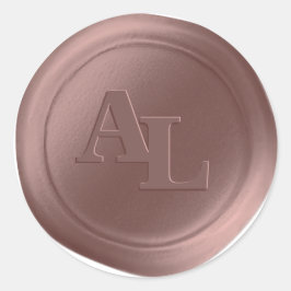 Monogram-bröllopsstiftare ro Guld Runt Klistermärke