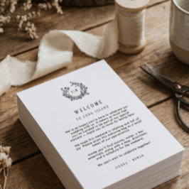 Monogram Bröllskaps Hälsningskort med Program