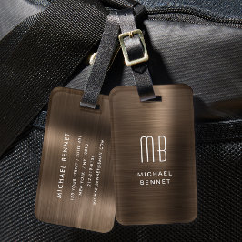 Monogram Brons Brun Metallisk Bagagetikett Bagagebricka