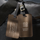 Monogram Bronze Brown Metallic Luggage Tag Bagagebricka<br><div class="desc">Monogram Bronze Brown Metallic Luggage Tag</div>
