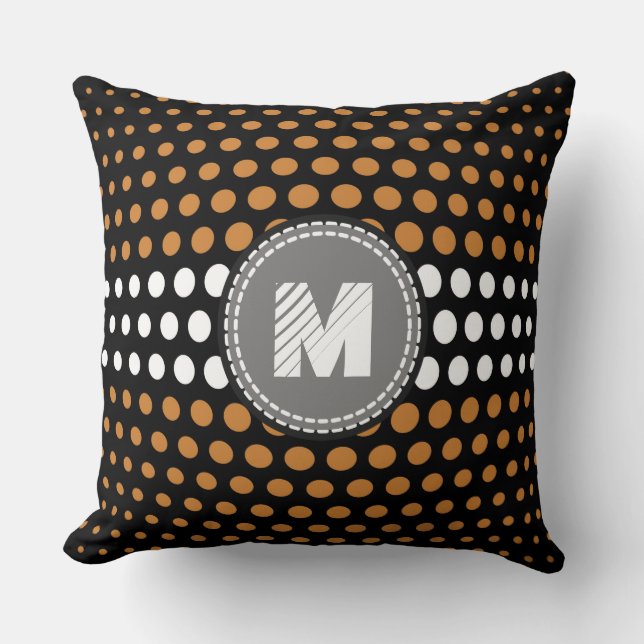 Monogram Bronze & White Polka dots Mönster Kudde (Framsida)