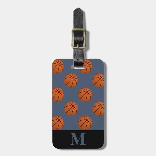 Monogram Brown Basketball Bollar, Blue Jeans Bagagebricka (Vertikal Framsida)