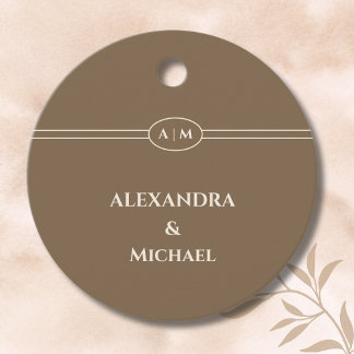 Monogram Brown Christian Wedding Thank You Gåvor Etiketter