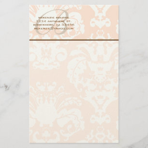 Monogram Brown & Coral Stationery Brevpapper