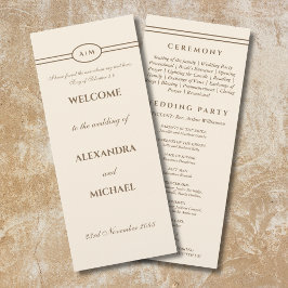 Monogram Brown Cream Christian Wedding Program