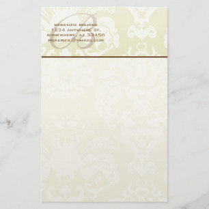Monogram Brown & Creme Stationery Brevpapper