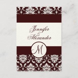 Monogram Brown Damask OSA kort på Felt Papper