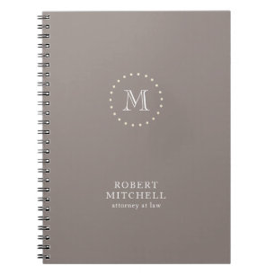 Monogram Brown Elegant Professionell 80 p bärbar d Anteckningsbok