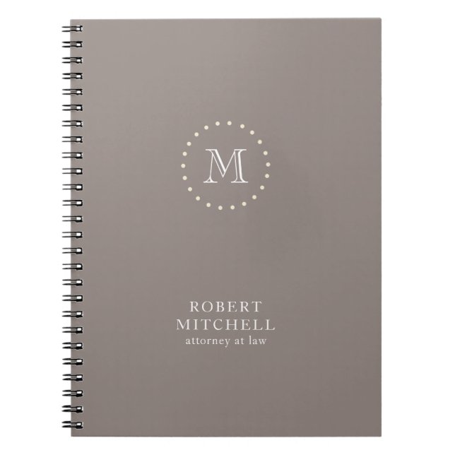 Monogram Brown Elegant Professionell 80 p bärbar d Anteckningsbok (Framsidan)