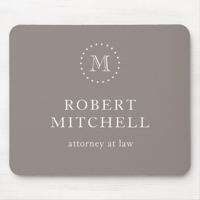 Monogram Brown Elegant Professionell Mousepad Musmatta (Framsidan)