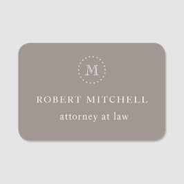 Monogram Brown Elegant Professionell Namnbricka