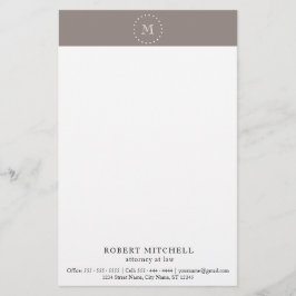 Monogram Brown Elegant Professionell Stationery Brevpapper