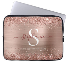 Monogram Brown Faux-Glitter Girly Glam Laptop Fodral