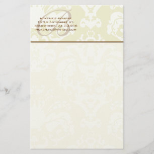 Monogram Brown Grönt och Creme Stationery Brevpapper