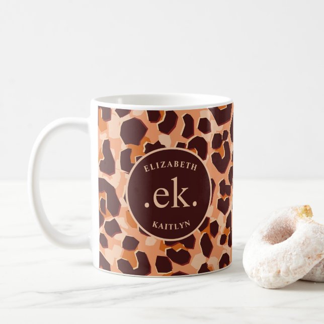 Monogram Brown Leopard Kaffemugg (Med munk)