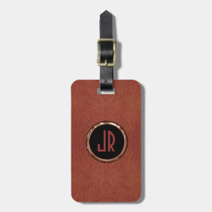 Monogram Brown Suede Leather Blommigt Design Bagagebricka