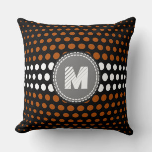 Monogram Brown & White Polka dots Mönster Kudde