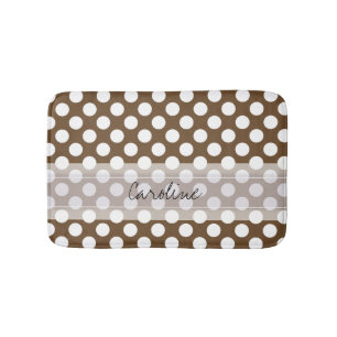 Monogram Brown White Trendig Roligt Polka Dot Mön Badrumsmatta