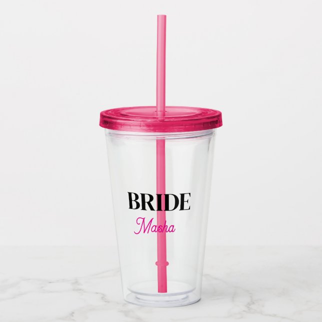 Monogram Brud Namn Enkel Personlig tumbler Take Away Mugg (Framsida)