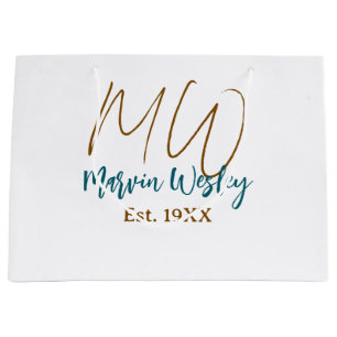 Monogram brun blå turkos est.år enkel mini