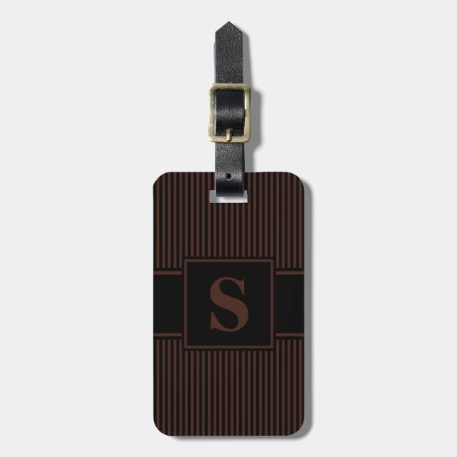 Monogram Brun Svart Randig Bagagebricka (Vertikal Framsida)