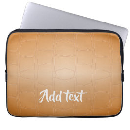 Monogram brunt läder texturerat laptop fodral