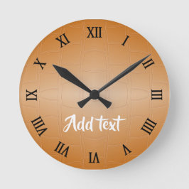 Monogram brunt läder texturerat rund klocka