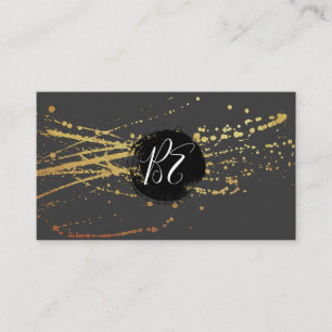 Monogram Brushed Guld Spatter Visitkort
