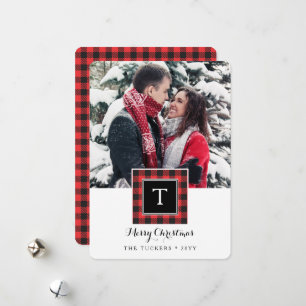 Monogram Buffalo Play Red Black God jul Julkort