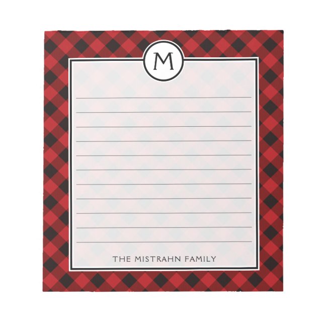 Monogram Buffalo Pput Red and Black-jul Anteckningsblock (Framsida)