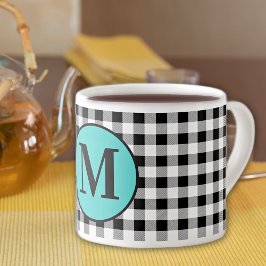 Monogram Buffalo-ruta & turkos 6oz. Espressomugg