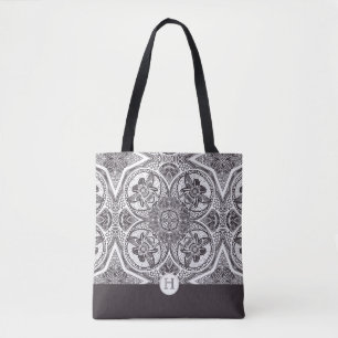 Monogram Bumblebees Mandala Tote Bag Tygkasse