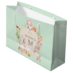 Monogram Bunny Rabbits Blommigt Baby Personlig