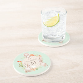 Monogram Bunny Rabbits Blommigt Girly Personlig Underlägg