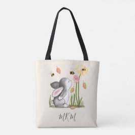 Monogram bunny tobag benvit tygkasse