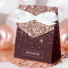 Monogram Burgunder Rosa Rosa Guld Glitter Presentaskar