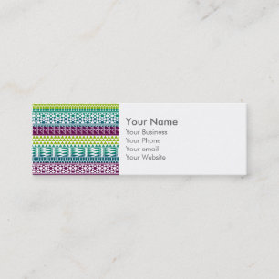 Monogram Burgundy Aqua Aztec Tribal Print Mönster Mini Visitkort