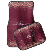 Monogram Burgundy Brown Faux-Glitter Girly Glam