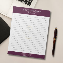 Monogram Burgundy Modern Elegant Längd Anteckningsblock