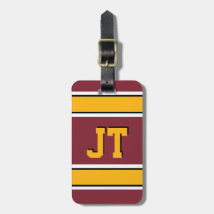 Monogram Burgundy och Guld Sports Rand Bagagebricka