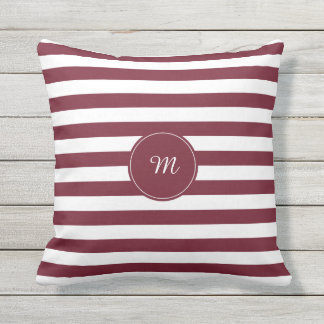 Monogram Burgundy och White Rand Mönster Kudde