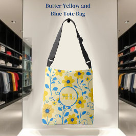 Monogram Butter Gult och Blue Blommigt- Axelväska