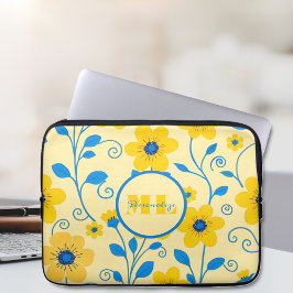 Monogram Butter-Gult och Blue-Blommigt Laptop Fodral