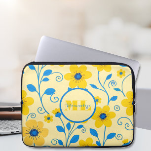 Monogram Butter-Gult och Blue-Blommigt Laptop Fodral