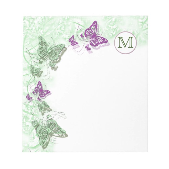 Monogram butterfly land blommigt-snurrning anteckningsblock (Framsida)