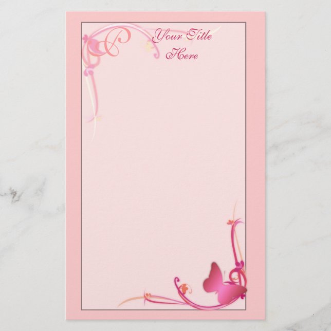 Monogram Butterfly Stationery Brevpapper (Framsida)